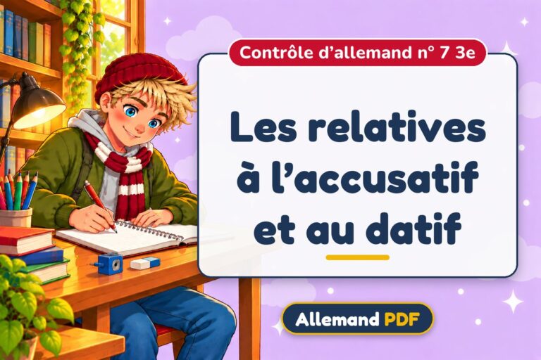 Les relatives à l’accusatif et au datif : contrôle d’allemand n° 7 3e, illustration Allemand PDF