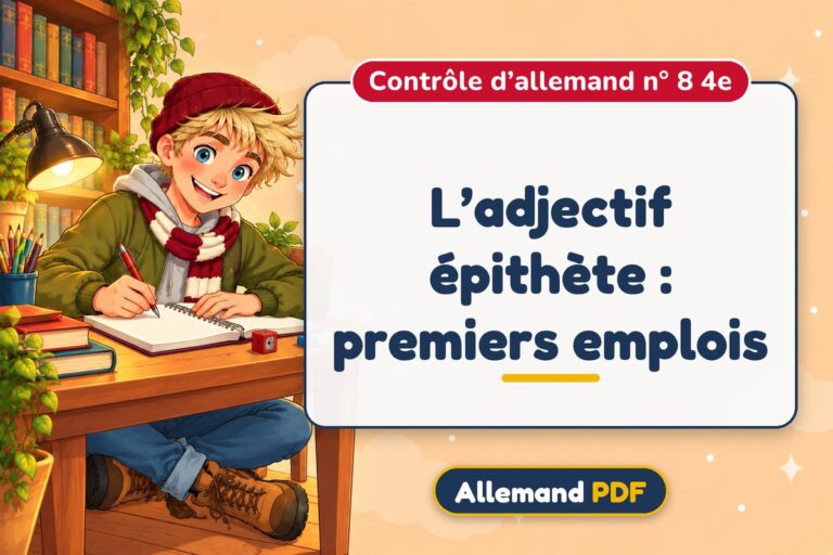 L’adjectif épithète : premiers emplois : contrôle d’allemand n° 8 4e, illustration Allemand PDF
