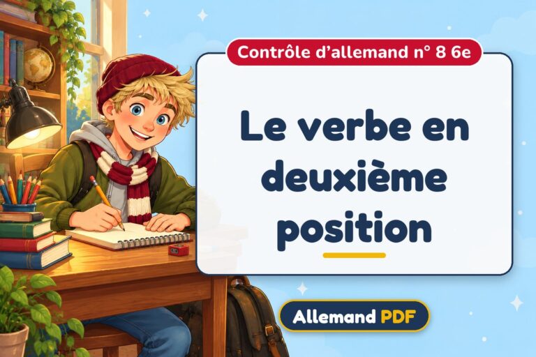 Le verbe en deuxième position : contrôle d’allemand n° 8 6e, illustration Allemand PDF