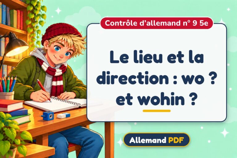 Le lieu et la direction : wo ? et wohin ? : contrôle d’allemand n° 9 5e, illustration Allemand PDF