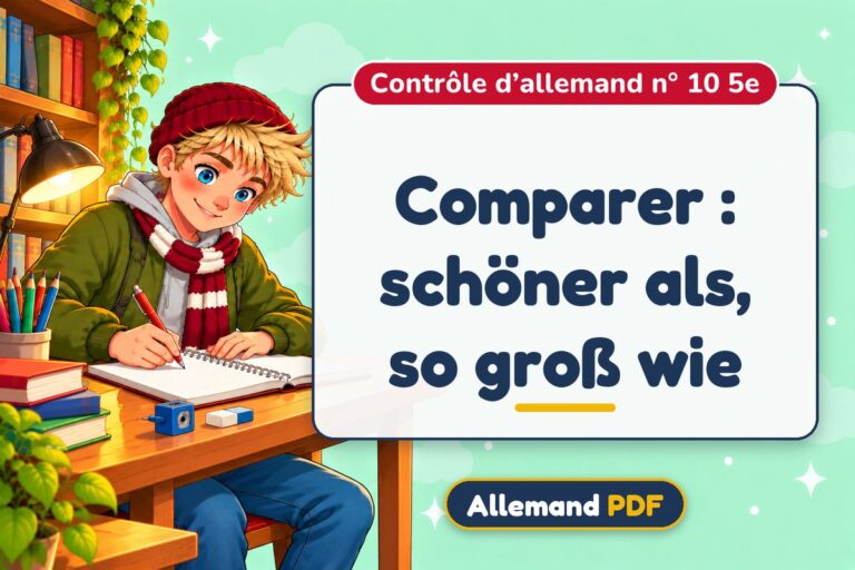 Comparer : schöner als, so groß wie : contrôle d’allemand n° 10 5e, illustration Allemand PDF