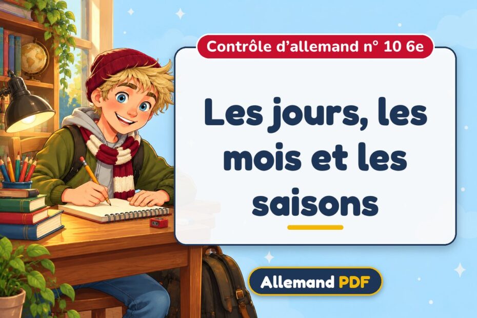 Les jours, les mois et les saisons : contrôle d’allemand n° 10 6e, illustration Allemand PDF