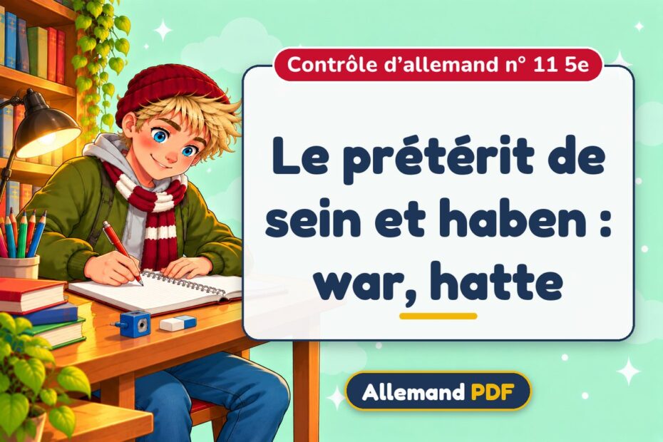 Le prétérit de sein et haben : war, hatte : contrôle d’allemand n° 11 5e, illustration Allemand PDF