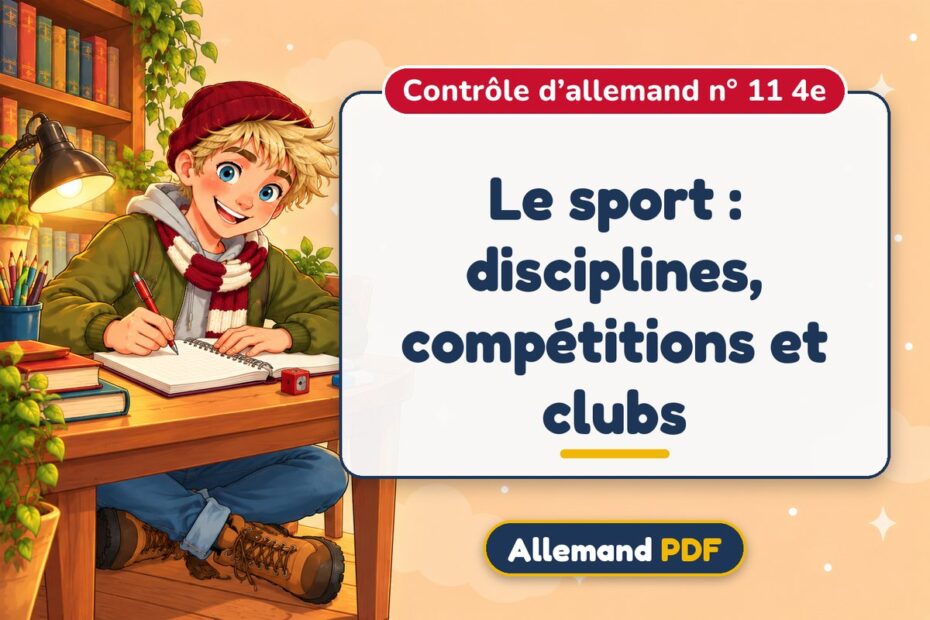 Le sport : disciplines, compétitions et clubs : contrôle d’allemand n° 11 4e, illustration Allemand PDF