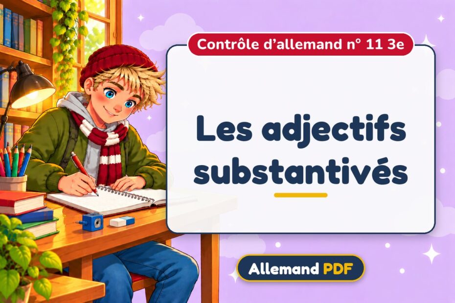 Les adjectifs substantivés : contrôle d’allemand n° 11 3e, illustration Allemand PDF