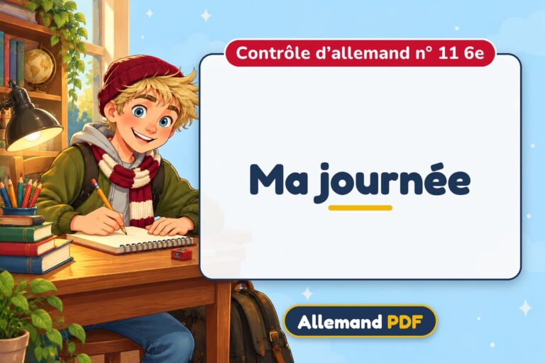 Ma journée : contrôle d’allemand n° 11 6e, illustration Allemand PDF