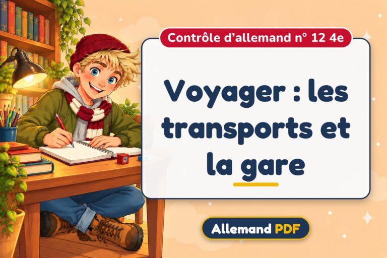 Voyager : les transports et la gare : contrôle d’allemand n° 12 4e, illustration Allemand PDF