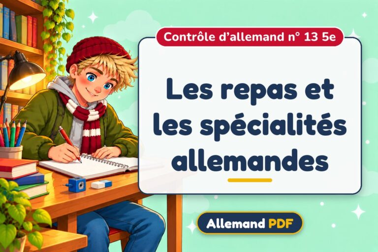 Les repas et les spécialités allemandes : contrôle d’allemand n° 13 5e, illustration Allemand PDF