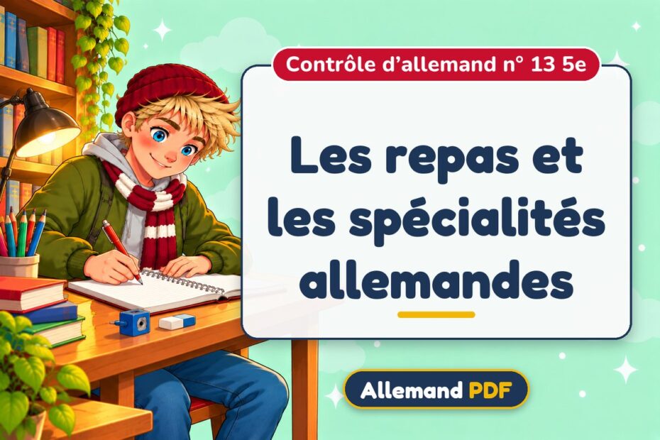 Les repas et les spécialités allemandes : contrôle d’allemand n° 13 5e, illustration Allemand PDF