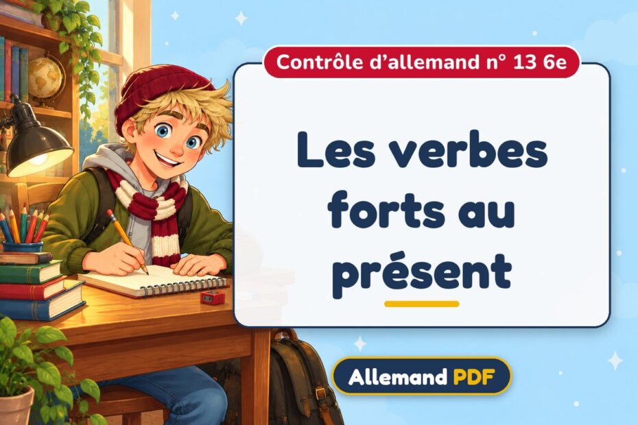Les verbes forts au présent : contrôle d’allemand n° 13 6e, illustration Allemand PDF