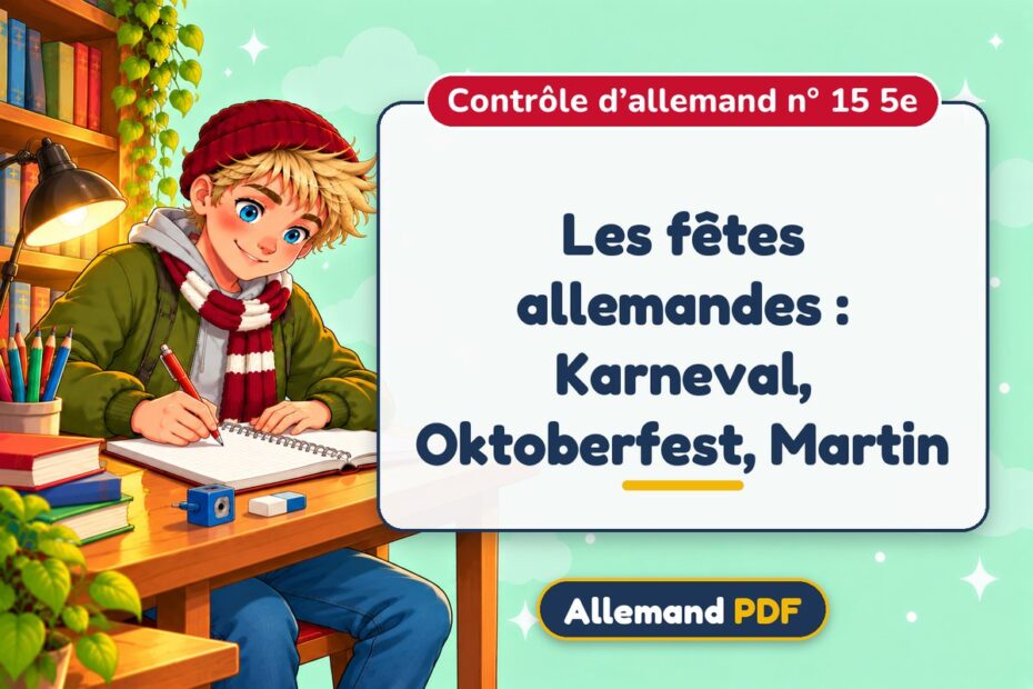 Les fêtes allemandes : Karneval, Oktoberfest, Martin : contrôle d’allemand n° 15 5e, illustration Allemand PDF