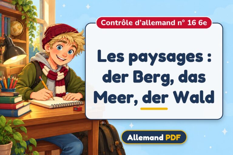 Les paysages : der Berg, das Meer, der Wald : contrôle d’allemand n° 16 6e, illustration Allemand PDF