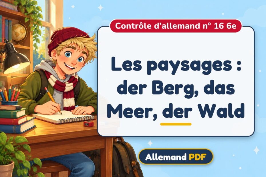 Les paysages : der Berg, das Meer, der Wald : contrôle d’allemand n° 16 6e, illustration Allemand PDF