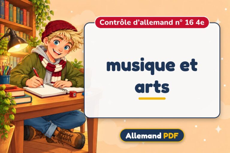 musique et arts : contrôle d’allemand n° 16 4e, illustration Allemand PDF
