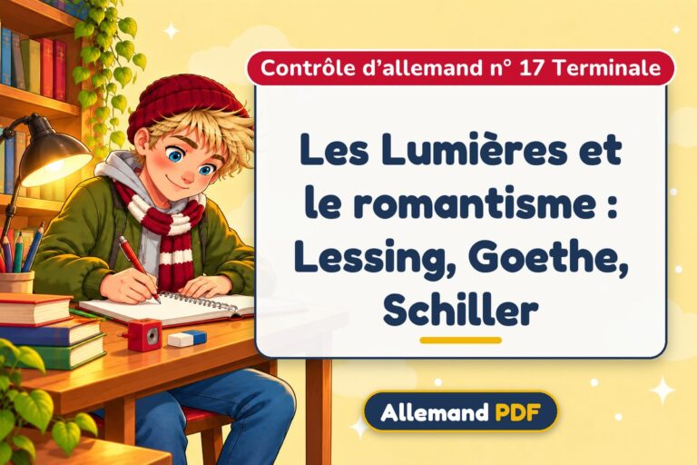 Les Lumières et le romantisme : Lessing, Goethe, Schiller : contrôle d’allemand n° 17 terminale, illustration Allemand PDF