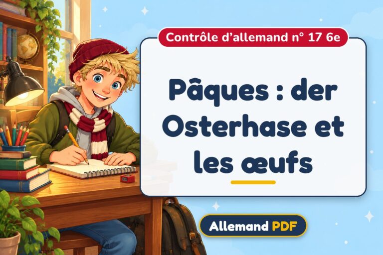 Pâques : der Osterhase et les œufs : contrôle d’allemand n° 17 6e, illustration Allemand PDF