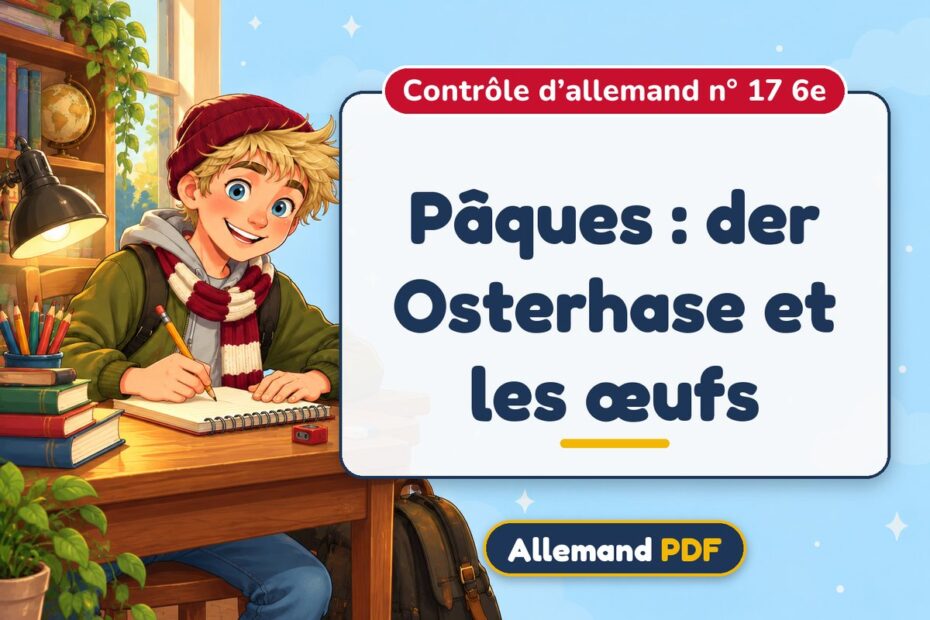 Pâques : der Osterhase et les œufs : contrôle d’allemand n° 17 6e, illustration Allemand PDF