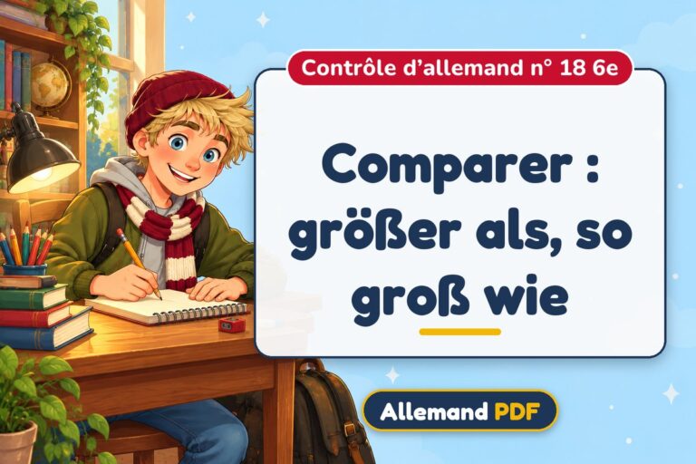 Comparer : größer als, so groß wie : contrôle d’allemand n° 18 6e, illustration Allemand PDF