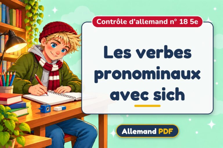 Les verbes pronominaux avec sich : contrôle d’allemand n° 18 5e, illustration Allemand PDF