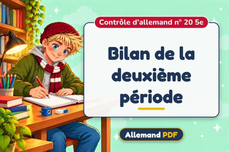 Bilan de la deuxième période : contrôle d’allemand n° 20 5e, illustration Allemand PDF