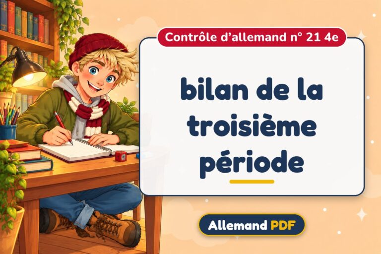 bilan de la troisième période : contrôle d’allemand n° 21 4e, illustration Allemand PDF