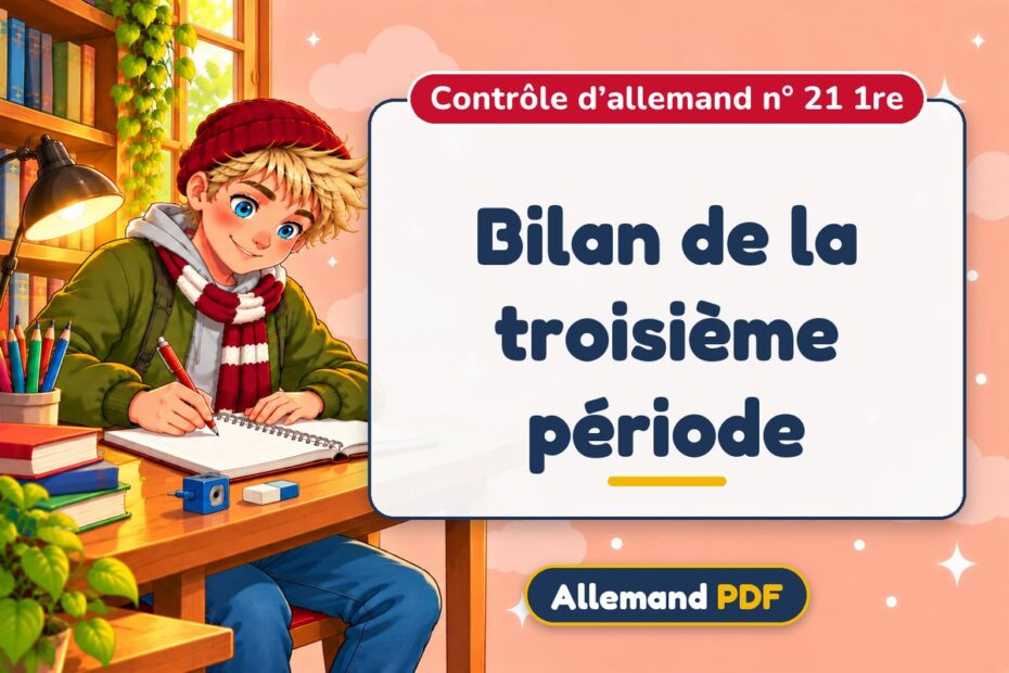 Bilan de la troisième période : contrôle d’allemand n° 21 1re, illustration Allemand PDF
