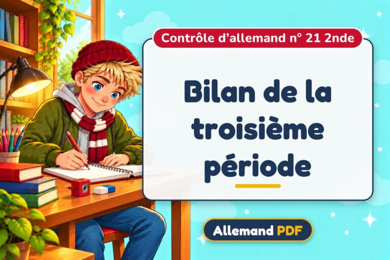 Bilan de la troisième période : contrôle d’allemand n° 21 2nde, illustration Allemand PDF