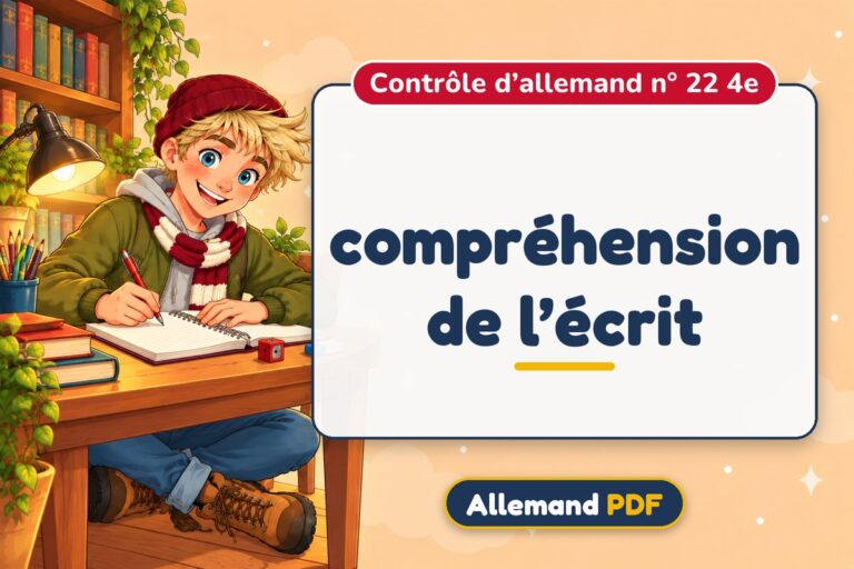 compréhension de l’écrit : contrôle d’allemand n° 22 4e, illustration Allemand PDF