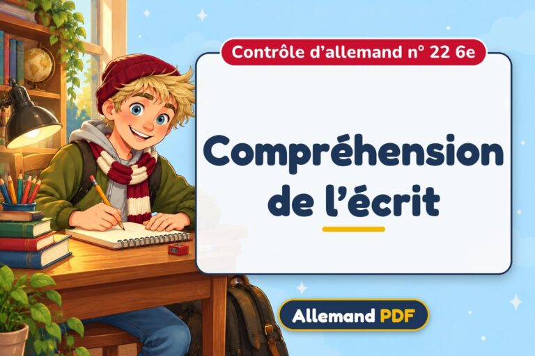 Compréhension de l’écrit : contrôle d’allemand n° 22 6e, illustration Allemand PDF