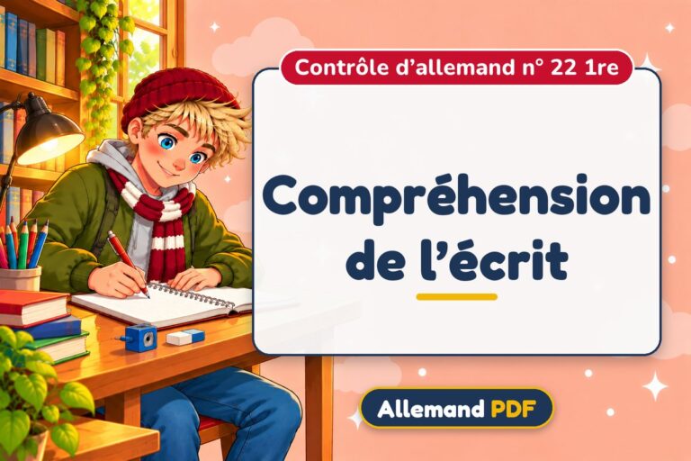 Compréhension de l’écrit : contrôle d’allemand n° 22 1re, illustration Allemand PDF