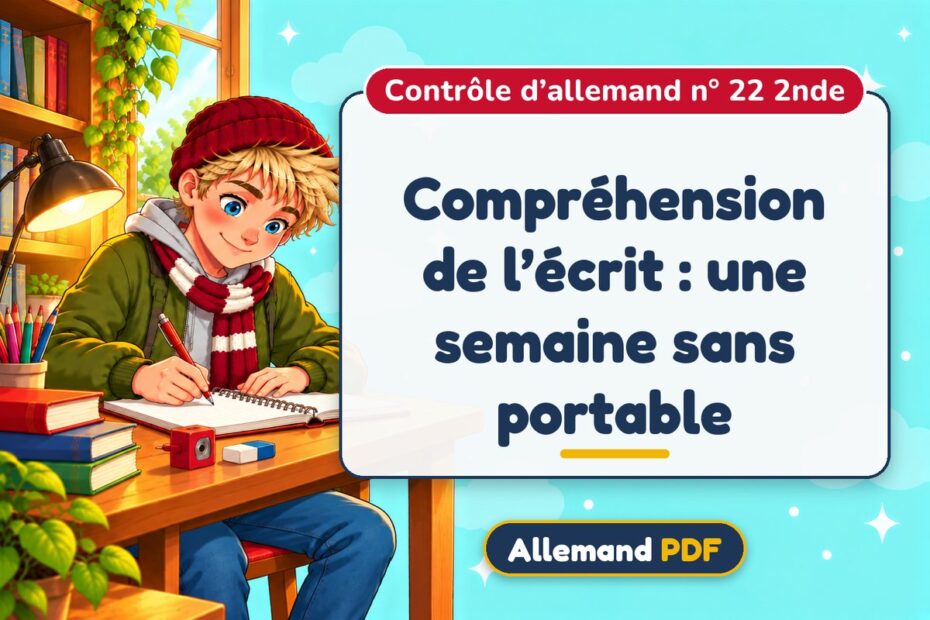 Compréhension de l’écrit : une semaine sans portable : contrôle d’allemand n° 22 2nde, illustration Allemand PDF