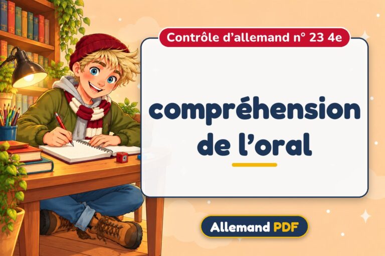 compréhension de l’oral : contrôle d’allemand n° 23 4e, illustration Allemand PDF