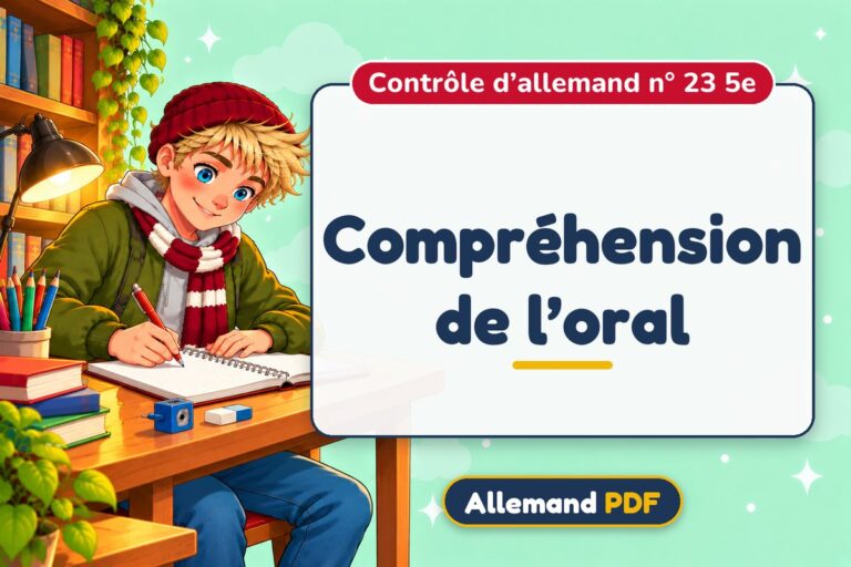 Compréhension de l’oral : contrôle d’allemand n° 23 5e, illustration Allemand PDF