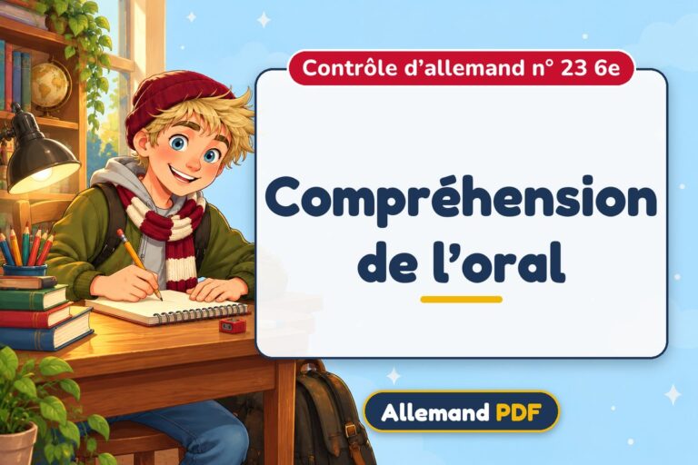 Compréhension de l’oral : contrôle d’allemand n° 23 6e, illustration Allemand PDF