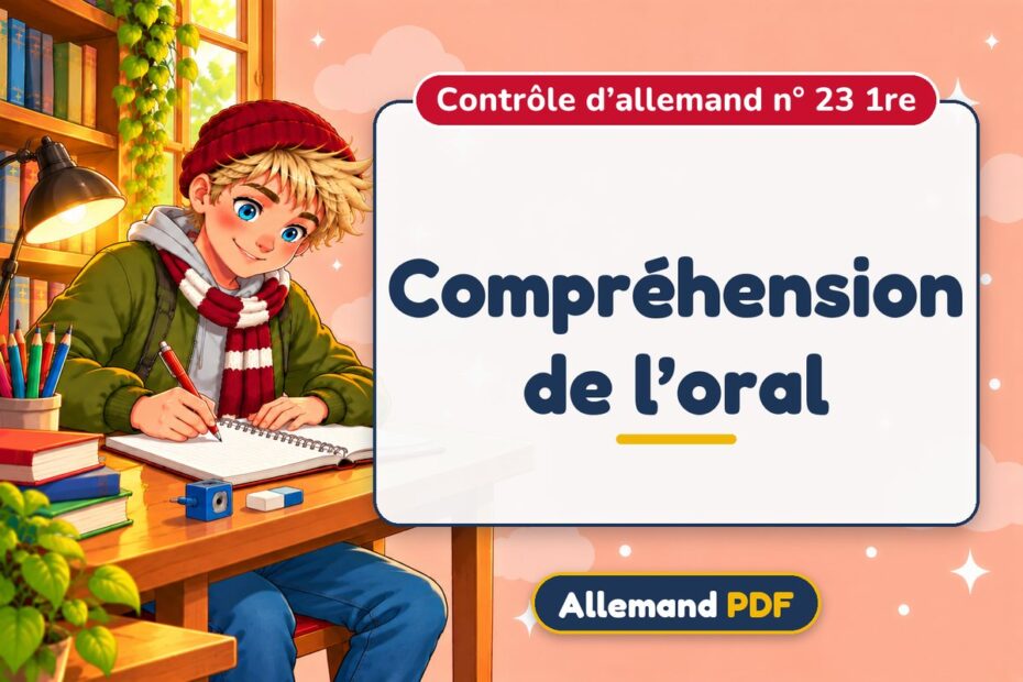 Compréhension de l’oral : contrôle d’allemand n° 23 1re, illustration Allemand PDF