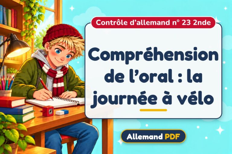 Compréhension de l’oral : la journée à vélo : contrôle d’allemand n° 23 2nde, illustration Allemand PDF