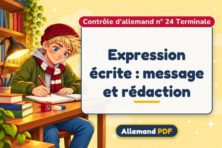 Expression écrite : message et rédaction : contrôle d’allemand n° 24 terminale, illustration Allemand PDF
