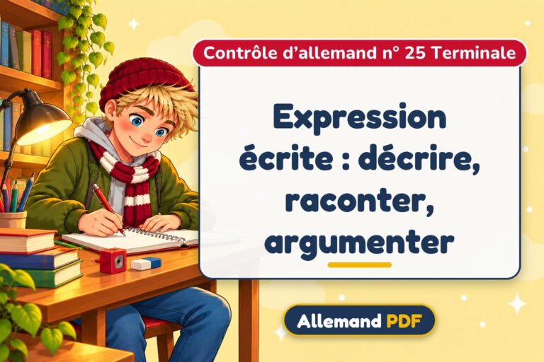 Expression écrite : décrire, raconter, argumenter : contrôle d’allemand n° 25 terminale, illustration Allemand PDF