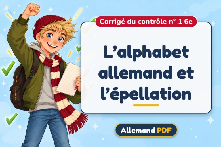 L’alphabet allemand et l’épellation : corrigé du contrôle n° 1 6e, illustration Allemand PDF