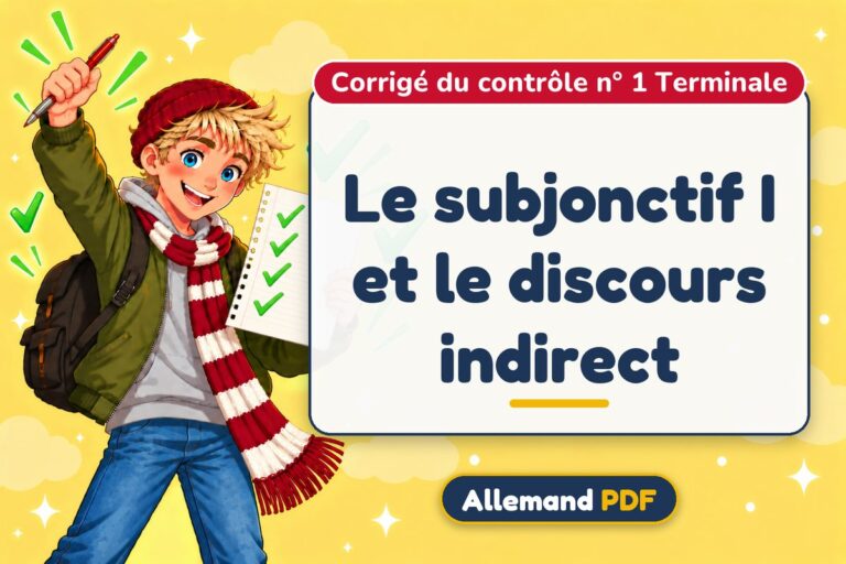 Le subjonctif I et le discours indirect : corrigé du contrôle n° 1 terminale, illustration Allemand PDF