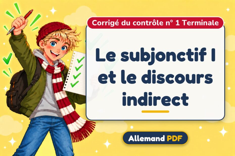 Le subjonctif I et le discours indirect : corrigé du contrôle n° 1 terminale, illustration Allemand PDF