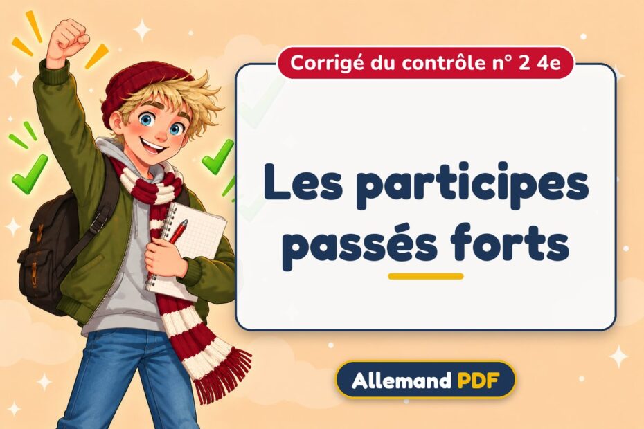 Les participes passés forts : corrigé du contrôle n° 2 4e, illustration Allemand PDF