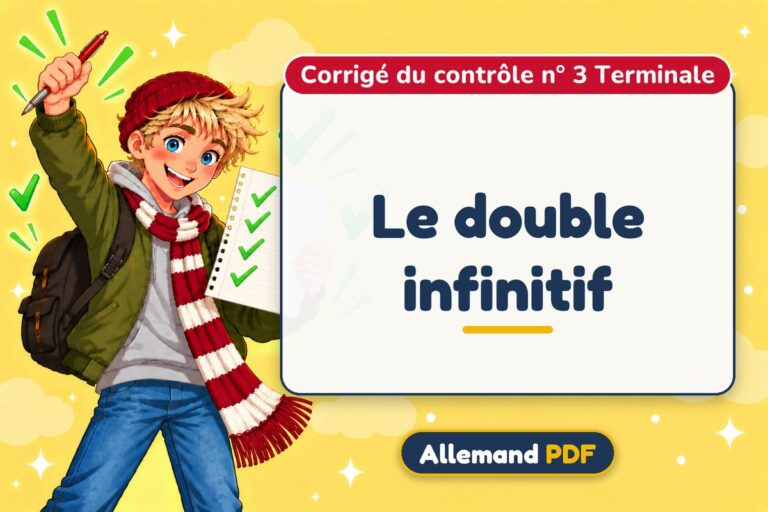 Le double infinitif : corrigé du contrôle n° 3 terminale, illustration Allemand PDF