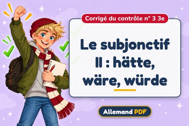 Le subjonctif II : hätte, wäre, würde : corrigé du contrôle n° 3 3e, illustration Allemand PDF