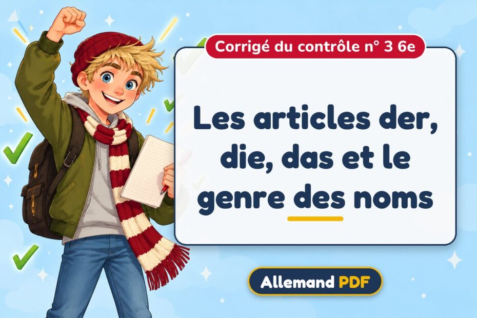 Les articles der, die, das et le genre des noms : corrigé du contrôle n° 3 6e, illustration Allemand PDF