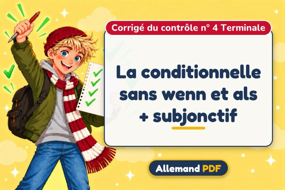 La conditionnelle sans wenn et als + subjonctif : corrigé du contrôle n° 4 terminale, illustration Allemand PDF