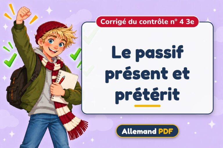 Le passif présent et prétérit : corrigé du contrôle n° 4 3e, illustration Allemand PDF