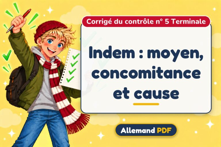 Indem : moyen, concomitance et cause : corrigé du contrôle n° 5 terminale, illustration Allemand PDF