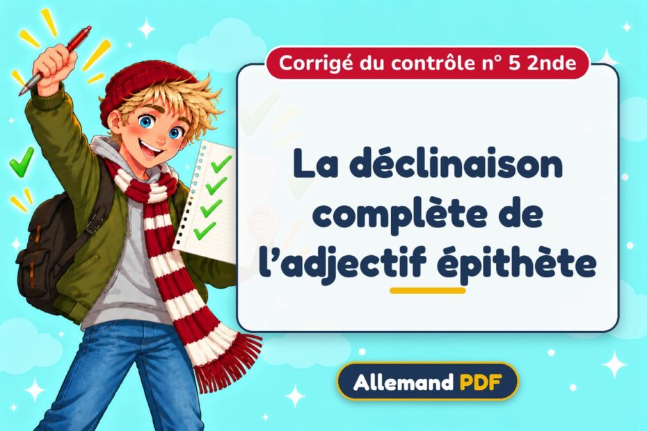 La déclinaison complète de l’adjectif épithète : corrigé du contrôle n° 5 2nde, illustration Allemand PDF