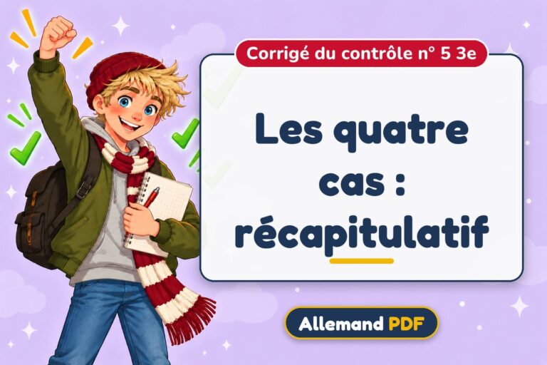 Les quatre cas : récapitulatif : corrigé du contrôle n° 5 3e, illustration Allemand PDF